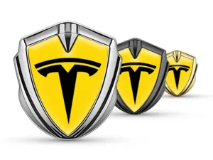 Tesla Emblem Silicon Badge Luxury Design Alloy Edge